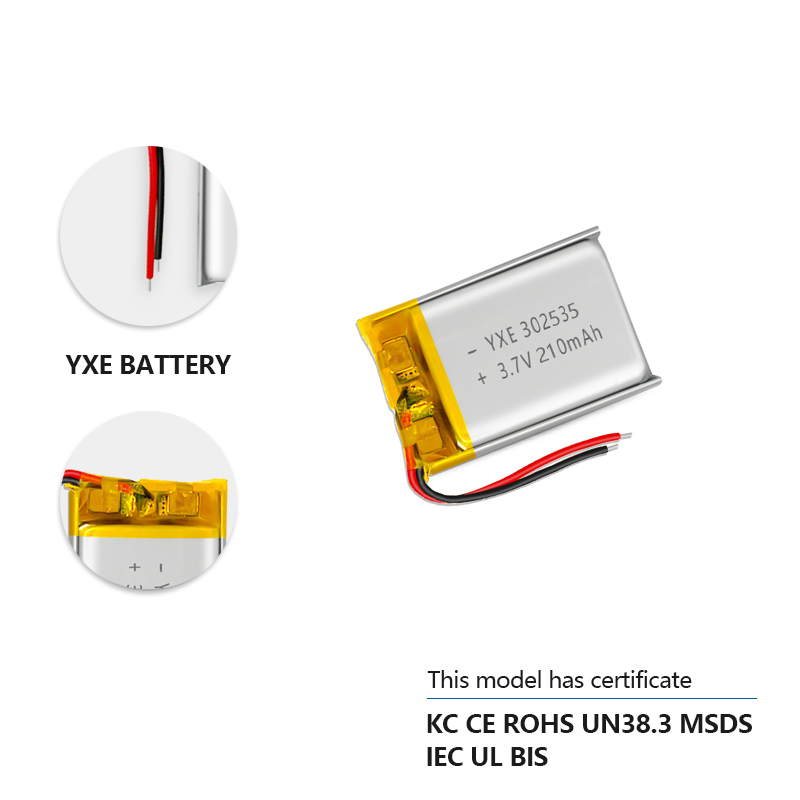 3.7 V Li-ion Battery 302535-210mah